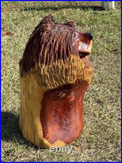 Vintage Original Chainsaw Carved 33 BIG Grizzly BEAR Red Cedar Woodd Sculpture