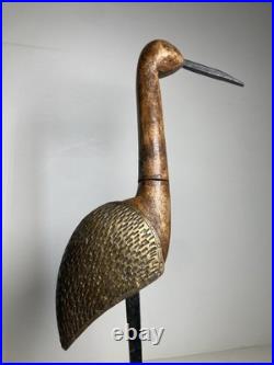 Vintage Original Fine Mixed Media Wood Brass Iron Bird Sculpture Folk Art Statue