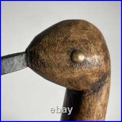 Vintage Original Fine Mixed Media Wood Brass Iron Bird Sculpture Folk Art Statue