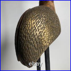 Vintage Original Fine Mixed Media Wood Brass Iron Bird Sculpture Folk Art Statue