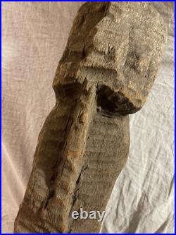 Vintage Original Folk Art Carved Wooden Abstract Sculpture
