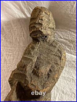 Vintage Original Folk Art Carved Wooden Abstract Sculpture