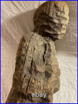 Vintage Original Folk Art Carved Wooden Abstract Sculpture