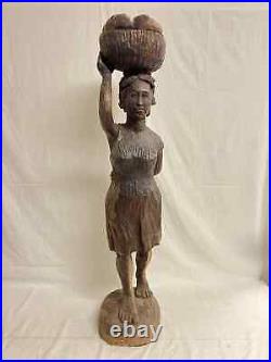 Vintage Original Haitian Art Wood Sculpture By Renowned Ludovic Booz (signed)