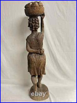 Vintage Original Haitian Art Wood Sculpture By Renowned Ludovic Booz (signed)