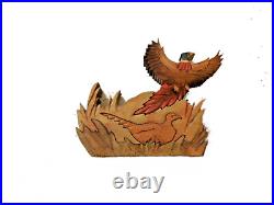 Vintage Original Pheasant Male & Female Hand Lathed Puzzle Bird Lover Gift 5.5