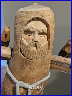 Vintage Original Signed Ben Ortega Wood Carving St Francis of Assisi