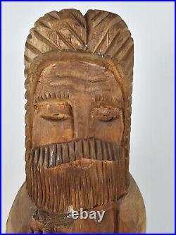 Vintage Original Signed Eric Tollardo Wood Carved Folk Art Sculpture Age 8 -18x5
