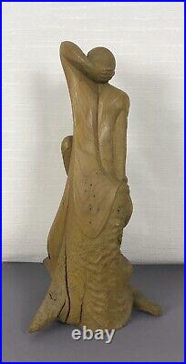 Vintage Original Ukrainian Wood Sculpture, Artist Sculptor With Model 1970's