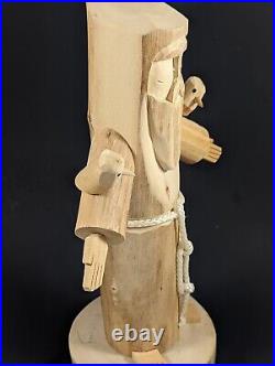 Vintage Ortega St Francis Hand Carved Wood Sculpture Signed 12 Tall