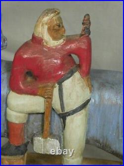 Vintage Outsider Wood carving Paul Bunyan Babe Ox POLYCHROME Paint Lavere Mason