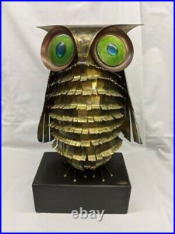 Vintage Owl Metal Art Sculpture signed by C. Jere' 1970, Mid-Century Modern 17