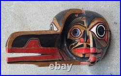 Vintage Pacific Northwest Coast Hand Carved Wood Transformation Mask Man-Raven