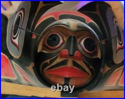 Vintage Pacific Northwest Coast Hand Carved Wood Transformation Mask Man-Raven