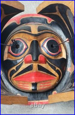 Vintage Pacific Northwest Coast Hand Carved Wood Transformation Mask Man-Raven