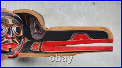 Vintage Pacific Northwest Coast Hand Carved Wood Transformation Mask Man-Raven