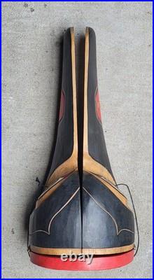 Vintage Pacific Northwest Coast Hand Carved Wood Transformation Mask Man-Raven