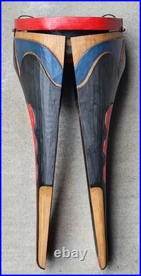 Vintage Pacific Northwest Coast Hand Carved Wood Transformation Mask Man-Raven
