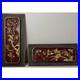 Vintage Pair Tall Chinese Wood Carving Panel Wall Decor Floral Birds Red Gold