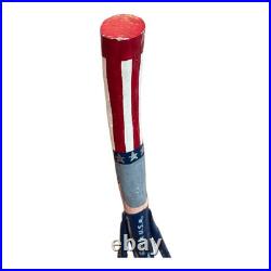 Vintage Patriotic Handmade Folk Art Wooden Uncle Sam Sculpture Signed