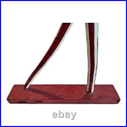 Vintage Patriotic Handmade Folk Art Wooden Uncle Sam Sculpture Signed