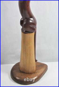 Vintage Peter Larsen Hand Carved Wood Playful Cat Sculpture Figure 17 Signed