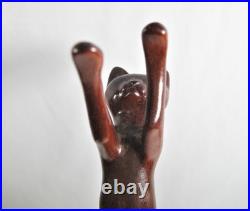 Vintage Peter Larsen Hand Carved Wood Playful Cat Sculpture Figure 17 Signed