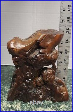 Vintage Polished Burl Wooden Sculpture Abstract Art 6x6