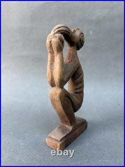 Vintage Polynesia Easter Island Bird Man Carving & Two Rongorongo Wooden Tablets