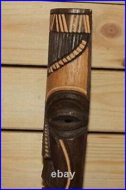 Vintage Polynesian Tiki hand carving wood wall hanging mask