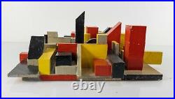 Vintage Pop Art Painted Assemblage Wood Sculpture 3D Mondrian Style Nevelson