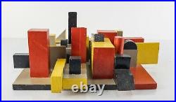 Vintage Pop Art Painted Assemblage Wood Sculpture 3D Mondrian Style Nevelson