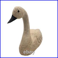 Vintage Primitive Folk Art Wood White Hand-Carved Swan Decoy Sculpture TMC 1984