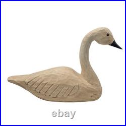 Vintage Primitive Folk Art Wood White Hand-Carved Swan Decoy Sculpture TMC 1984