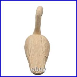 Vintage Primitive Folk Art Wood White Hand-Carved Swan Decoy Sculpture TMC 1984