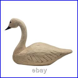 Vintage Primitive Folk Art Wood White Hand-Carved Swan Decoy Sculpture TMC 1984