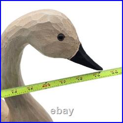 Vintage Primitive Folk Art Wood White Hand-Carved Swan Decoy Sculpture TMC 1984