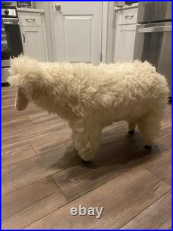 Vintage Primitive Solid Wood Sheep Foot Stool Sculpture