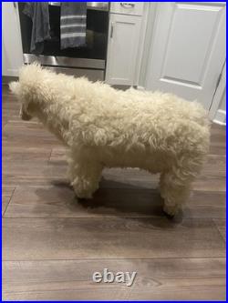 Vintage Primitive Solid Wood Sheep Foot Stool Sculpture