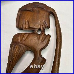 Vintage Primitive Teak Sculpture Wooden Figurine The Kiss 14 5/8 Tall