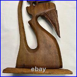 Vintage Primitive Teak Sculpture Wooden Figurine The Kiss 14 5/8 Tall