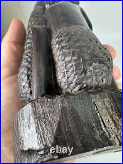 Vintage RARE Hand Carved African Ebony Wood Sculpture Made in Kenya 9 Tall