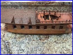 Vintage RARE Hand Carved Walnut Wood Kashmir India Model Boat House