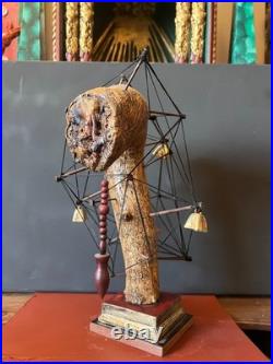 Vintage Rare Handmade Esoteric Divination Statue With Question and Answer Pendul