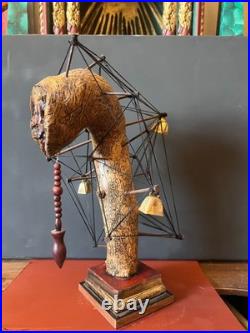 Vintage Rare Handmade Esoteric Divination Statue With Question and Answer Pendul