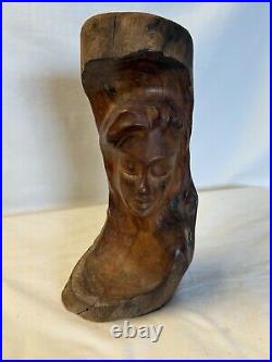 Vintage Rare Hawaiian Goddess Wood Carving 10 Tall