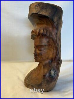 Vintage Rare Hawaiian Goddess Wood Carving 10 Tall