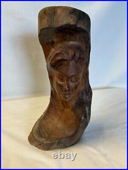 Vintage Rare Hawaiian Goddess Wood Carving 10 Tall