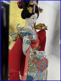 Vintage Rare Japanese Geisha Doll with Glass Wood Case Sculpture
