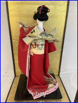 Vintage Rare Japanese Geisha Doll with Glass Wood Case Sculpture